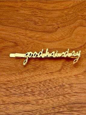 Good Hair Day Gold Bobby Pin * Script Letter Hair Clip * 2.5 Inches